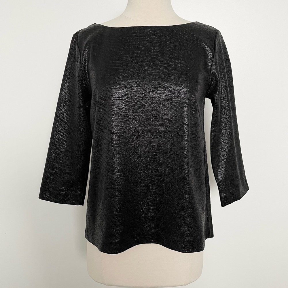 Club Monaco | Black Boat Neck Top